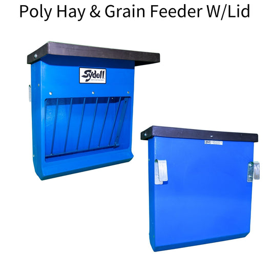 Poly Hay Grain Feeder with Lid 0201L for Sheep & Goats | Sydell #0201L