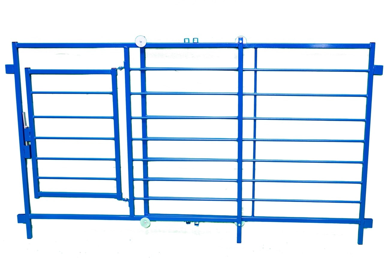 Telescoping Panel w/ Door (670D) installed in barn layout for efficient sheep and goat handling