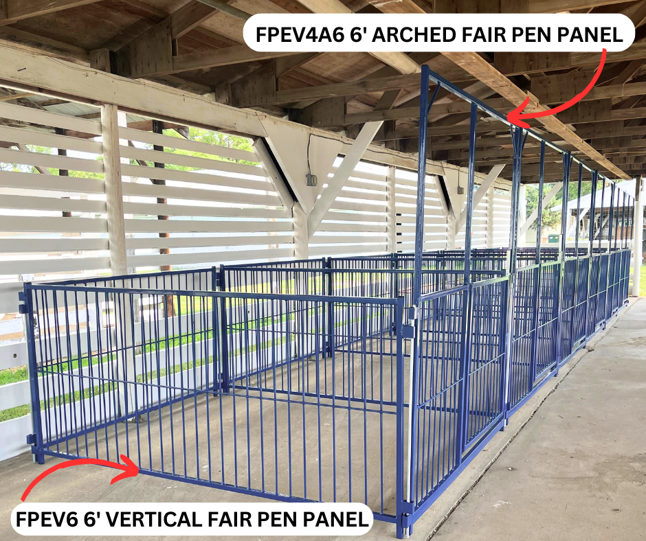 Detail view of livestock stall panels connection and adjustable components for sheep and goats