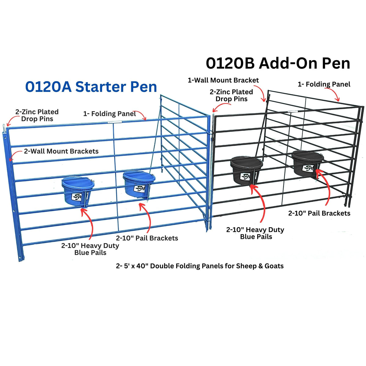 Folding Starter Lambing & Kidding Pen - Wall-Mount for Sheep & Goats | Sydell #0120A / #0120A-G