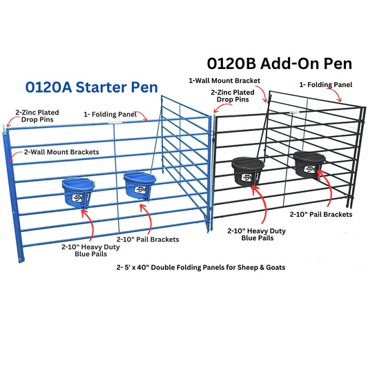 Folding Starter Lambing & Kidding Pen - Wall-Mount for Sheep & Goats | Sydell #0120A / #0120A-G