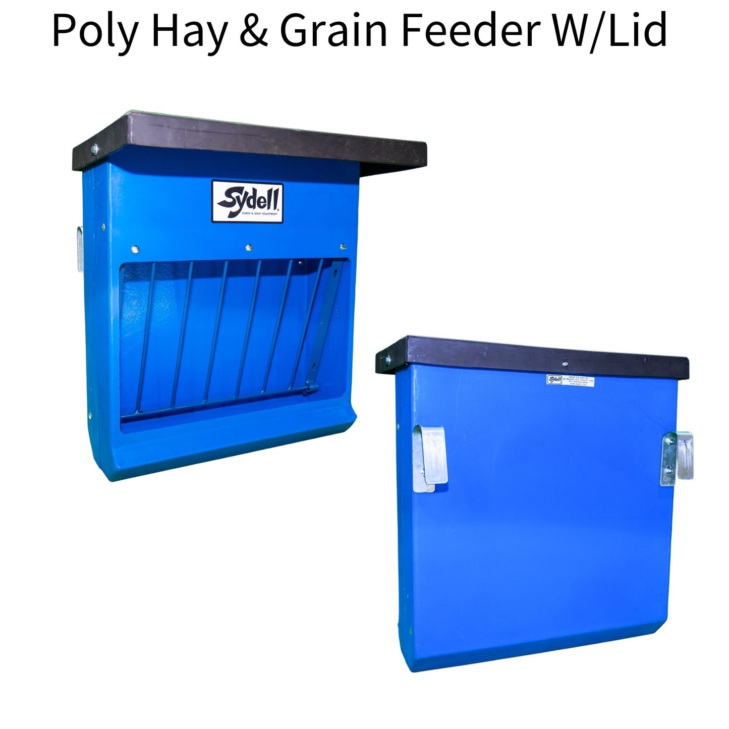 Poly Hay Grain Feeder with Lid 0201L for Sheep & Goats | Sydell #0201L