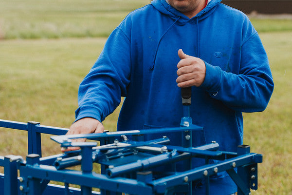 Detail view of livestock equipment connection and adjustable components for sheep and goats