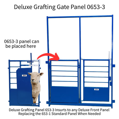 0653-3 – Pin-In Grafting Gate Panel
Provides controlled restraint for a ewe or doe that is rejecting a lamb or kid while allowing the newborn access to nurse.