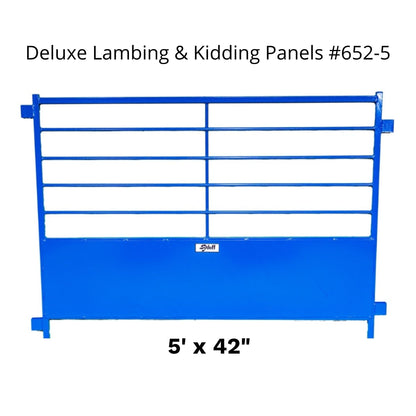 The Sydell 0652 Deluxe Lambing and Kidding Panel is designed for sheep and goat maternity pens, helping create a more protected environment for newborn lambs and kids during the first days after birth. Heavy-duty steel construction and a solid lower section support dependable daily barn use.