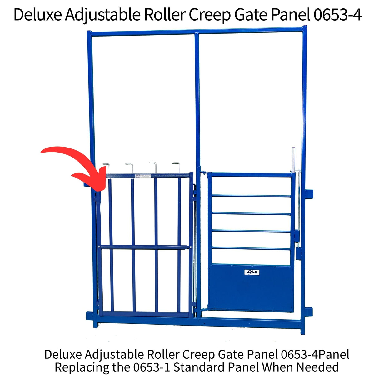 Adjustable Vertical Roller Creep Gate Panel
Provides controlled creep access for lambs and kids while helping keep mature sheep and goats out