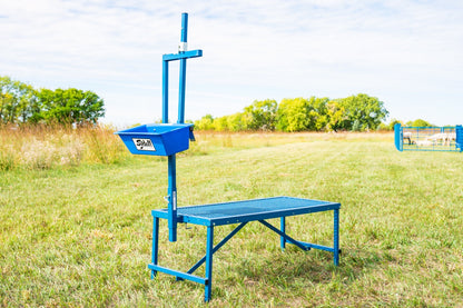 Sheep and goat feeding system setup designed for safer handling and routine management