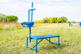 Sydell goat and sheep equipment milking stanchion with single head piece with poly feeder for milk stanchion milking goats and sheep