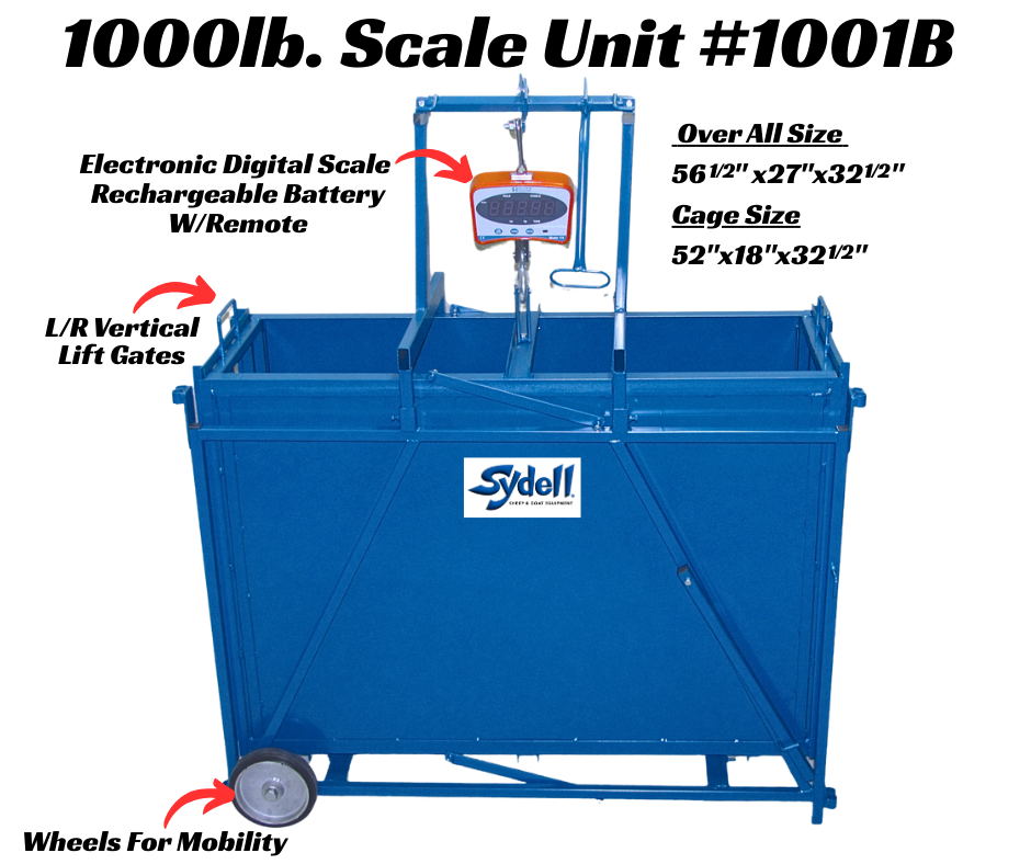 1000 lb. Electronic Livestock Scale w/Cage & End Gates (1001B) sheep and goat livestock equipment for livestock handling and animal flow