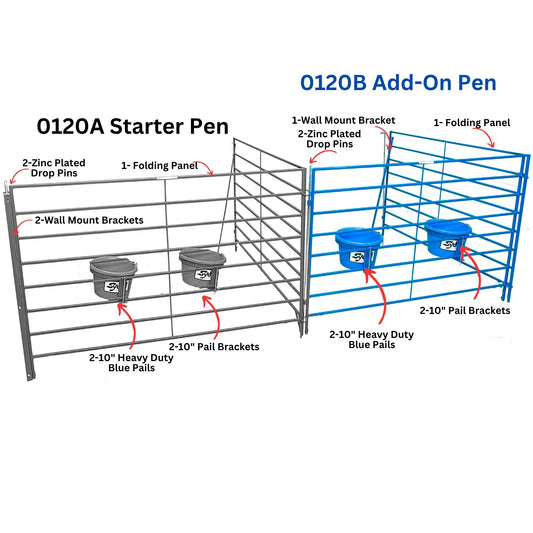 Folding Lambing & Kidding Pen Add-On - Wall-Mount for Sheep & Goats | Sydell #0120B / #0120B-G