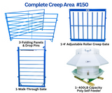 Complete Creep Feed Area Kit for Lambs &amp; Kids – Adjustable Creep Panel, Walk-Through Gate, (3) Lightweight Folding Panels From 5'–10' &amp; 400lb Self-Feeder | Sydell 0150