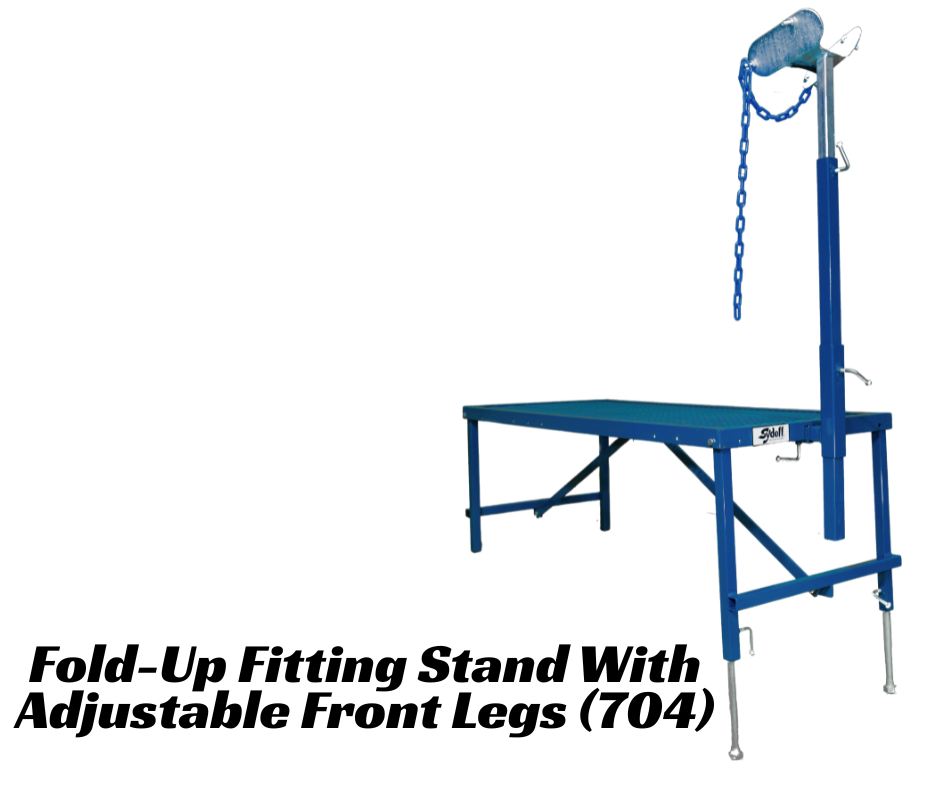 Fold-Up Fitting Stand with Adjustable Front Legs (0704) sheep and goat fitting stand for livestock handling and animal flow