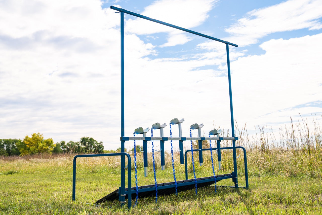 Livestock grooming stand used for hoof trimming, sorting and controlled livestock movement