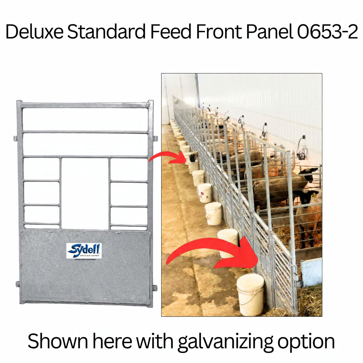 0653-2 – Pin-In Feed Front Panel
Allows the ewe or doe to eat from outside the pen, helping keep the maternity area cleaner and making