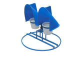 Sydell goat and sheep mineral feeder with two tubs on a round base