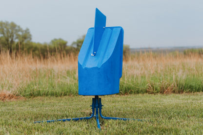 Sydell goat and sheep mineral feeder with a 50 lb tub on a four leg base