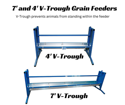 Trough Grain Feeder, V Shaped Trough, Bunk Feeder (0852V 7' & 0852V-4 4' ) sheep and goat hay feeder for livestock handling and animal flow