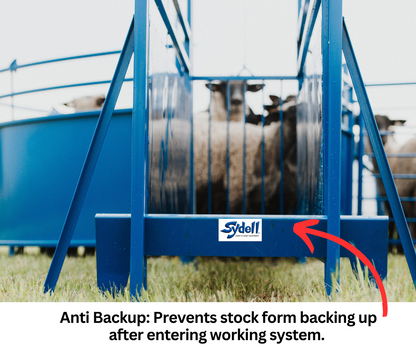 Sydell goat and sheep anti-backup shield for chute