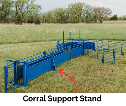Sydell corral support for goat and sheep equipment