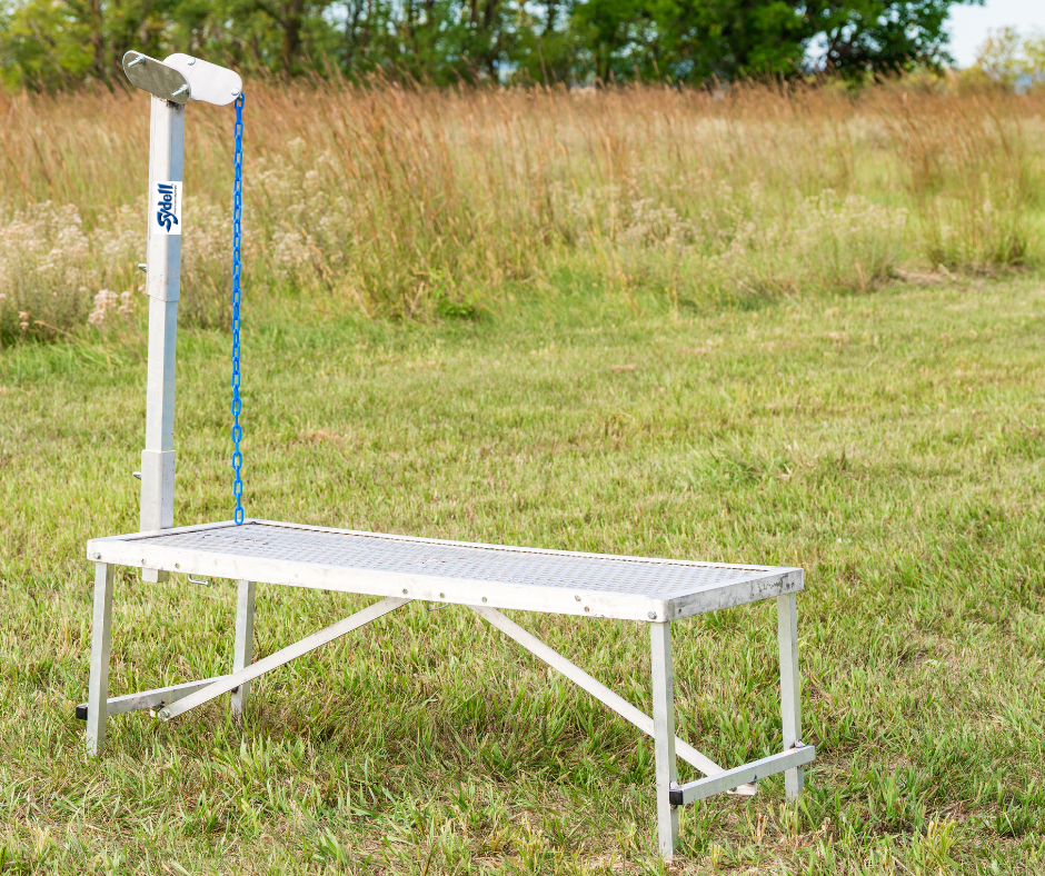 Aluminum Headpieces Chose From Small Head Piece Large Head Piece Nose Loop Head Piece installed in barn layout for efficient sheep and goat handling