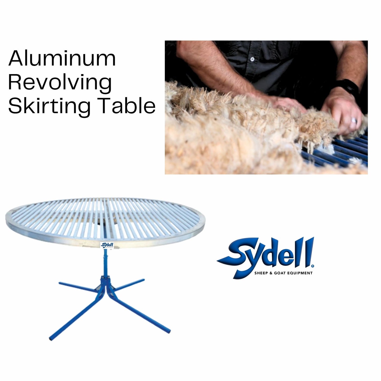 6’ Aluminum Revolving Skirting Table 1034 for Sheep & Goats | Sydell #1034