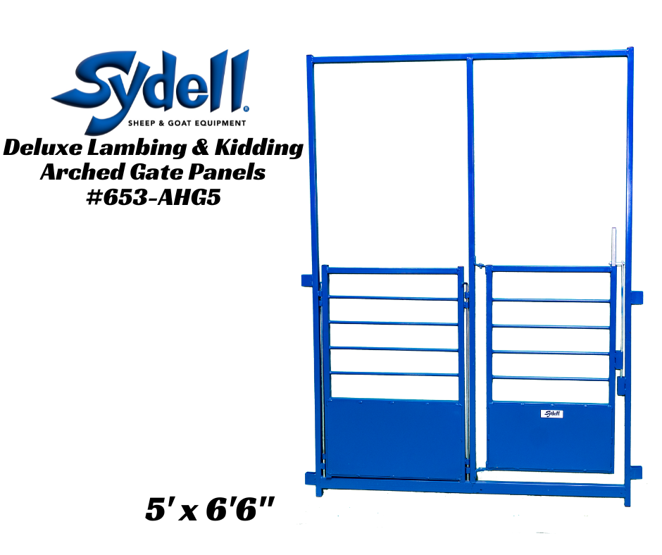 Deluxe Arched Front Gate Panel for Lambing & Kidding Pens | Sydell 0653-AHG installed in barn layout for efficient sheep and goat handling