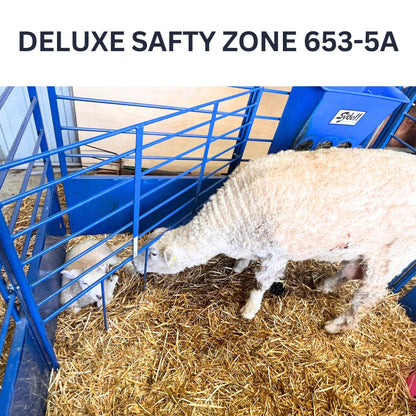 Safety Zone for Deluxe Lambing/Kidding Add-On Pens (653-5B) installed in barn layout for efficient sheep and goat handling