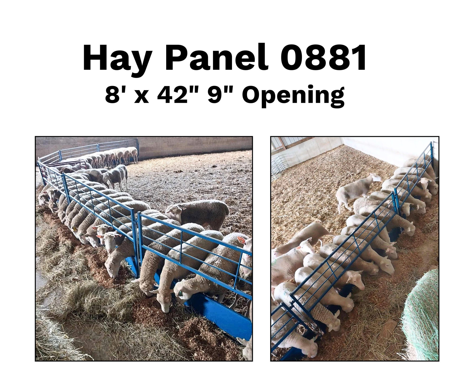 Detail view of hay feeder connection and adjustable components for sheep and goats
