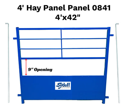 Horned Stock-Friendly Hay Panel – Available in 4′ & 8′ installed in barn layout for efficient sheep and goat handling