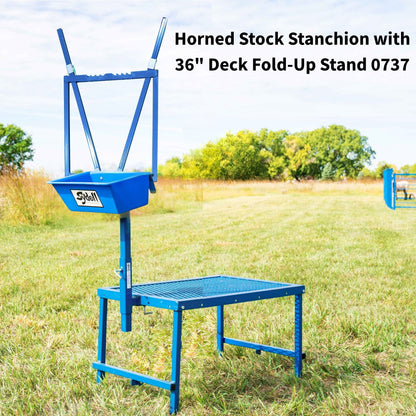 Horned Stock Stanchion with a 48"or 36" Fold-Up Stand 0737 for Sheep & Goats | Sydell #0737 / #0737-36