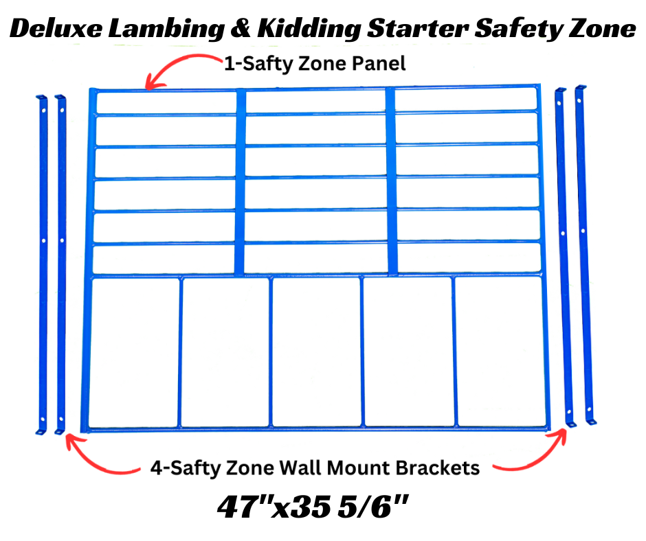 Detail view of lambing pen connection and adjustable components for sheep and goats
