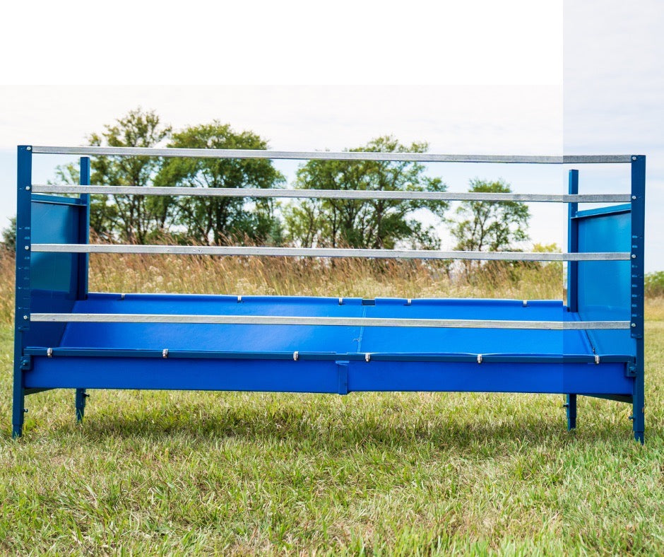 Starter Horizonal Fenceline Feeders (815HP/817HP) installed in barn layout for efficient sheep and goat handling