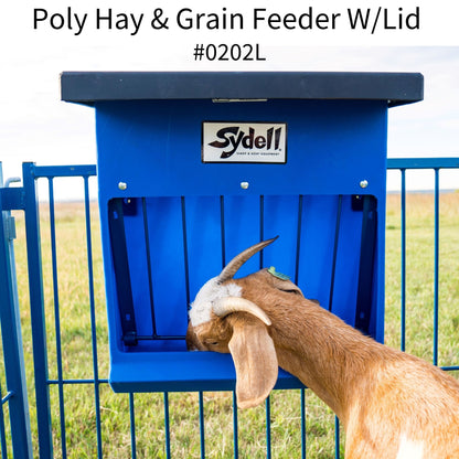 Poly Hay Grain Feeder with Lid 0201L for Sheep & Goats | Sydell #0201L