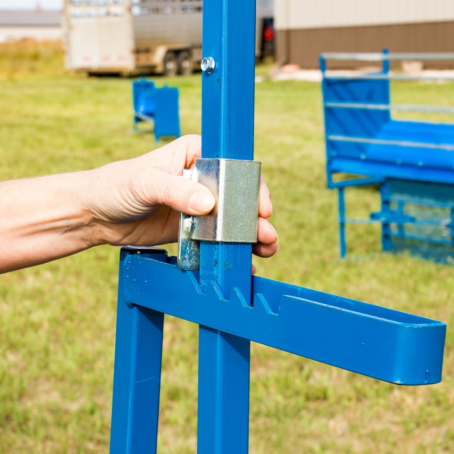 Fold-Up Milking Stanchion with 48" or 36" Deck & Poly Feeder Set 0736 for Sheep & Goats | Sydell #0736-36 / #0736 / #AL736-36 / #AL0736