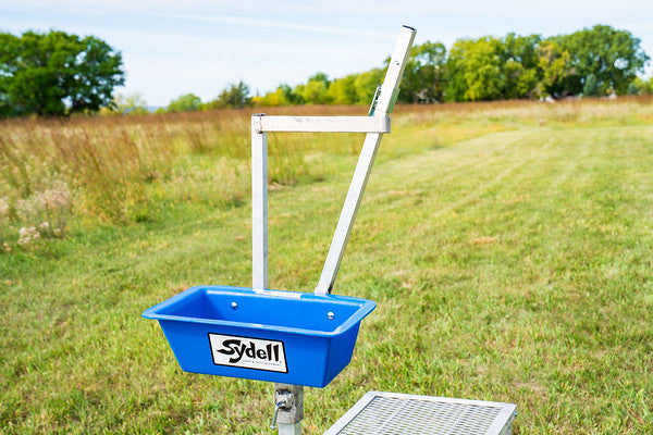 Fold-Up Milking Stanchion with 48" or 36" Deck & Poly Feeder Set 0736 sheep and goat feeding system for livestock handling and animal flow