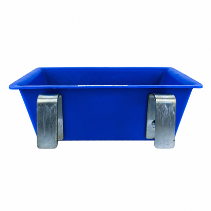 Sydell #1021 1-Foot Poly Trough Feeder for Sheep and Goats - Back View with Steel Panel Hooks - Made in USA by Sydell