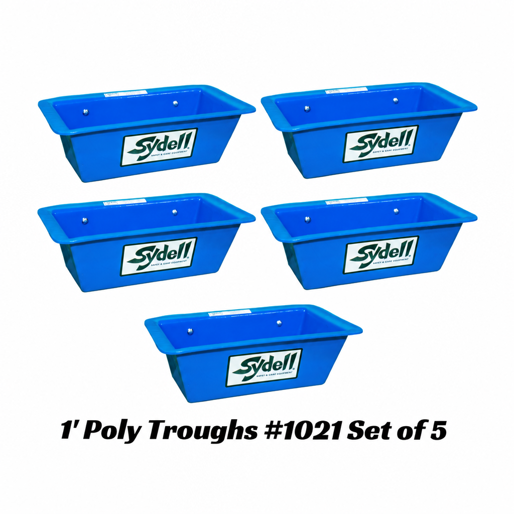 Sydell #1021 1-Foot Poly Trough Feeders Set of Five for Sheep and Goats - Small Ruminant Grain Feeders - Made in USA by Sydell