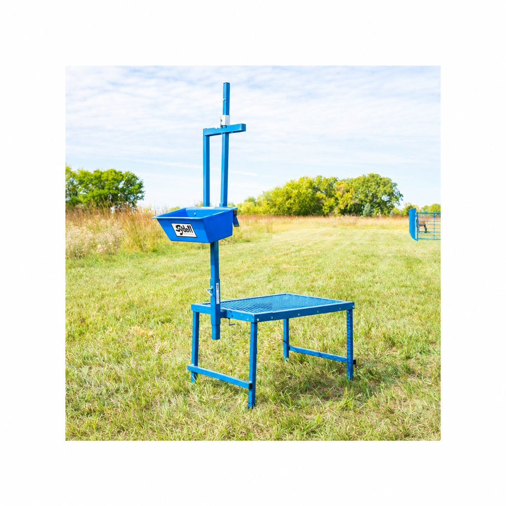 Sydell #1021 Poly Trough Feeder for Sheep and Goats on Steel Livestock Stand - Small Ruminant Farm Equipment - Made in USA by Sydell
