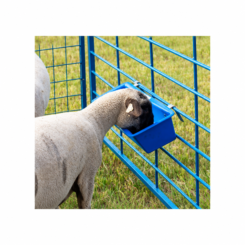 Sydell #1021 Poly Trough Feeder for Sheep - Small Ruminant Livestock Grain Feeder on Steel Panel - Made in USA by Sydell
