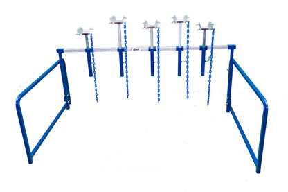 Detail view of show stand connection and adjustable components for sheep and goats